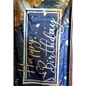 NEW Black Gold Happy Birthday Door Banner Backdrop Decoration Photo Grommet